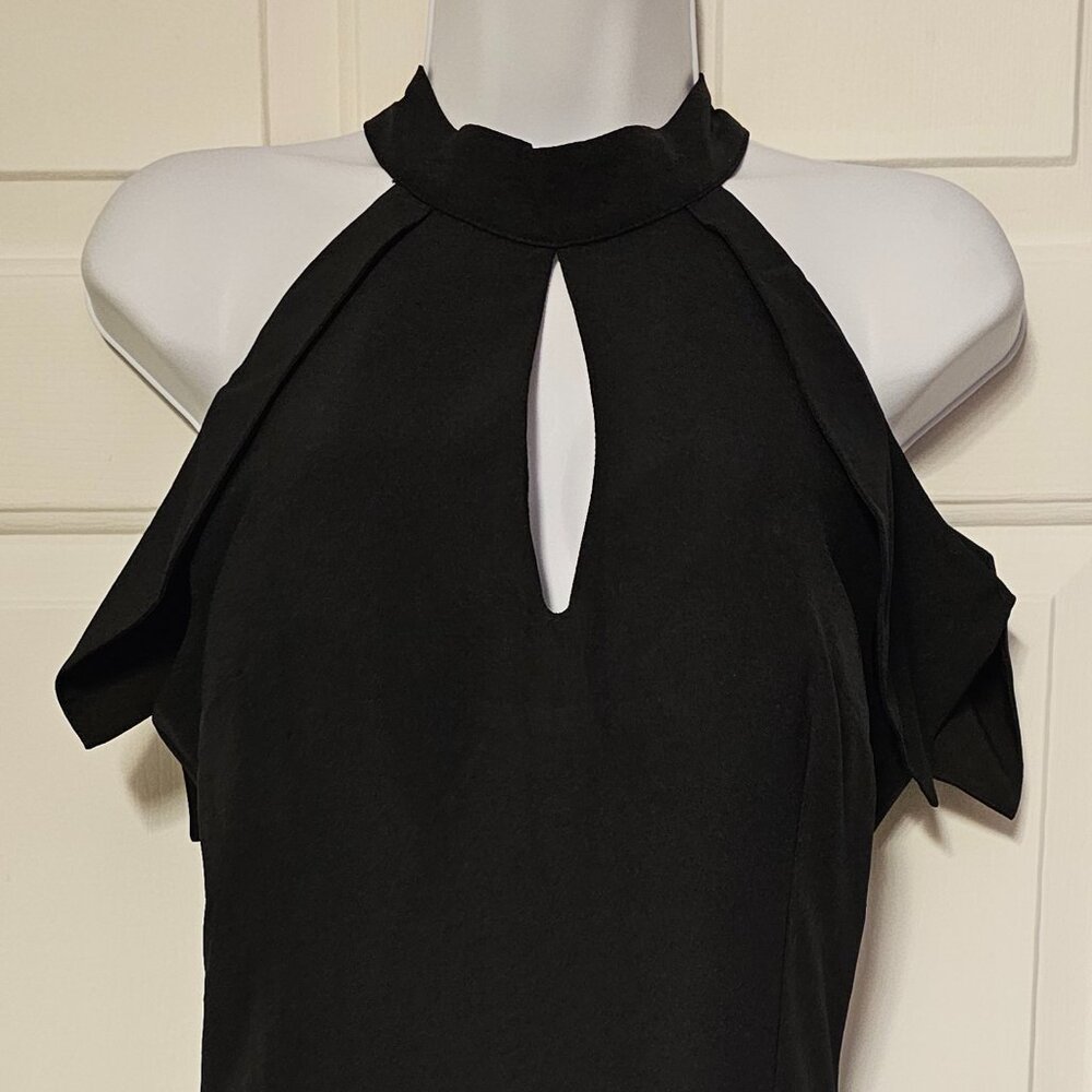 NWT Charlotte Russe Juniors Large Black Dress with Flutter Cold Shoulder